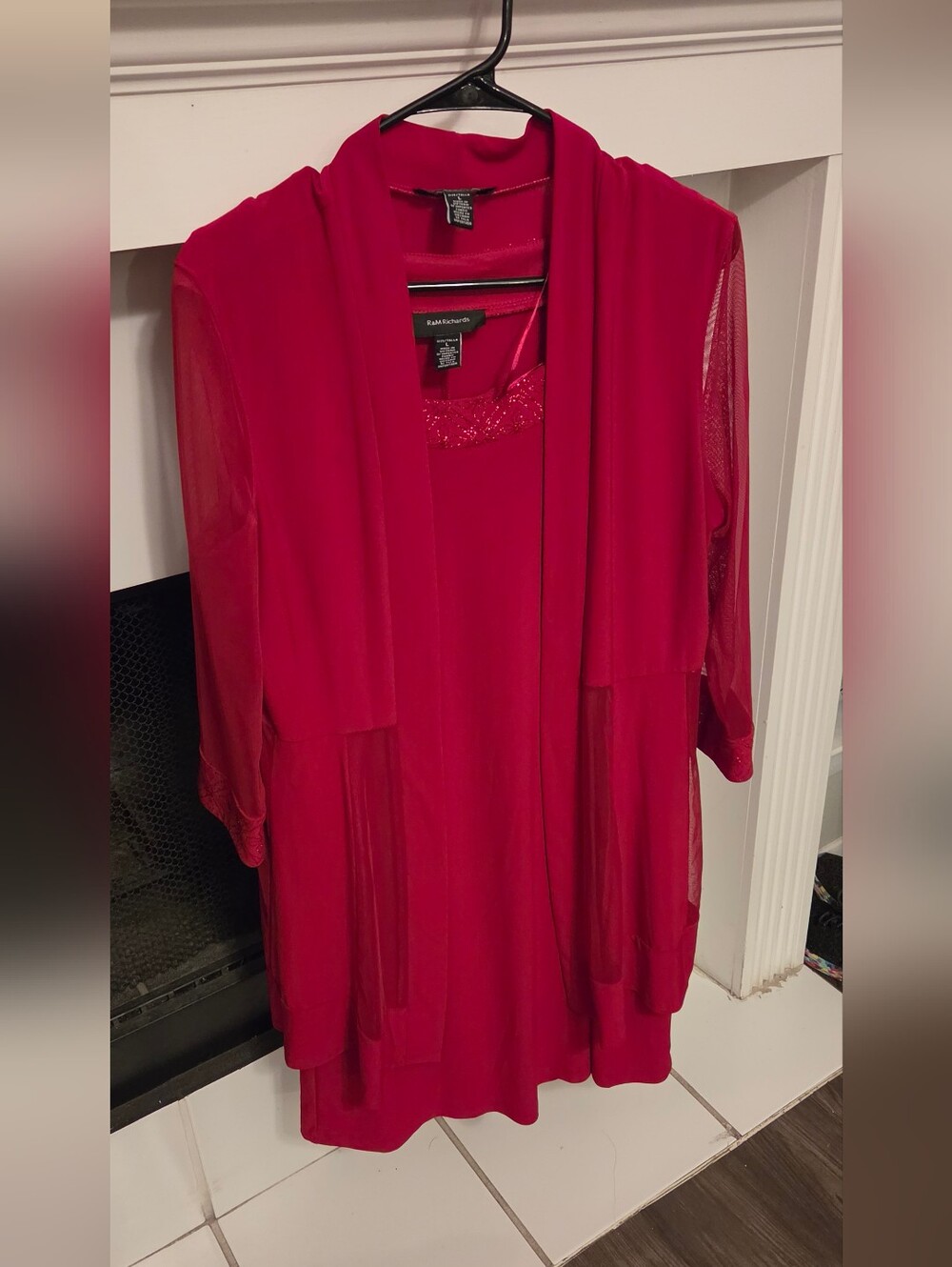 R&M Richards Red Two-Piece Evening Jacket Dress Set